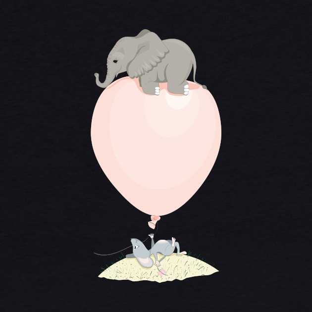 Elephant on a flying balloon by RebecaZum